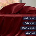 thumbnail image 7 of Seasonwood Satin Sheet Set, King, Silky Bed Sheets, 4 Pieces,Burgund, 7 of 7