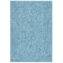 SAFAVIEH Courtyard Darin Botanical Indoor/Outdoor Area Rug, Aqua/Navy, 2' x 3'7"