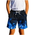 thumbnail image 2 of Cethrio Boys Summer Shorts Size 10-12 T, Holiday Drawstring Casual Printed Running Shorts Blue, 2 of 7