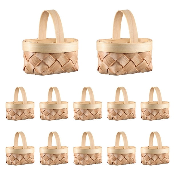 Cestas de madera tejidas Cabilock, 12 unidades, cestas portátiles en miniatura, cestas colgantes decorativas, mini cestas de madera