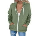 thumbnail image 2 of Black and Friday Deals Idoravan Hoodies for Women Winter Clearance Women's Hoodie Zip Long Sleeve Lightweight Sweatshirts Pockets Coat Tops Green XXL, 2 of 6