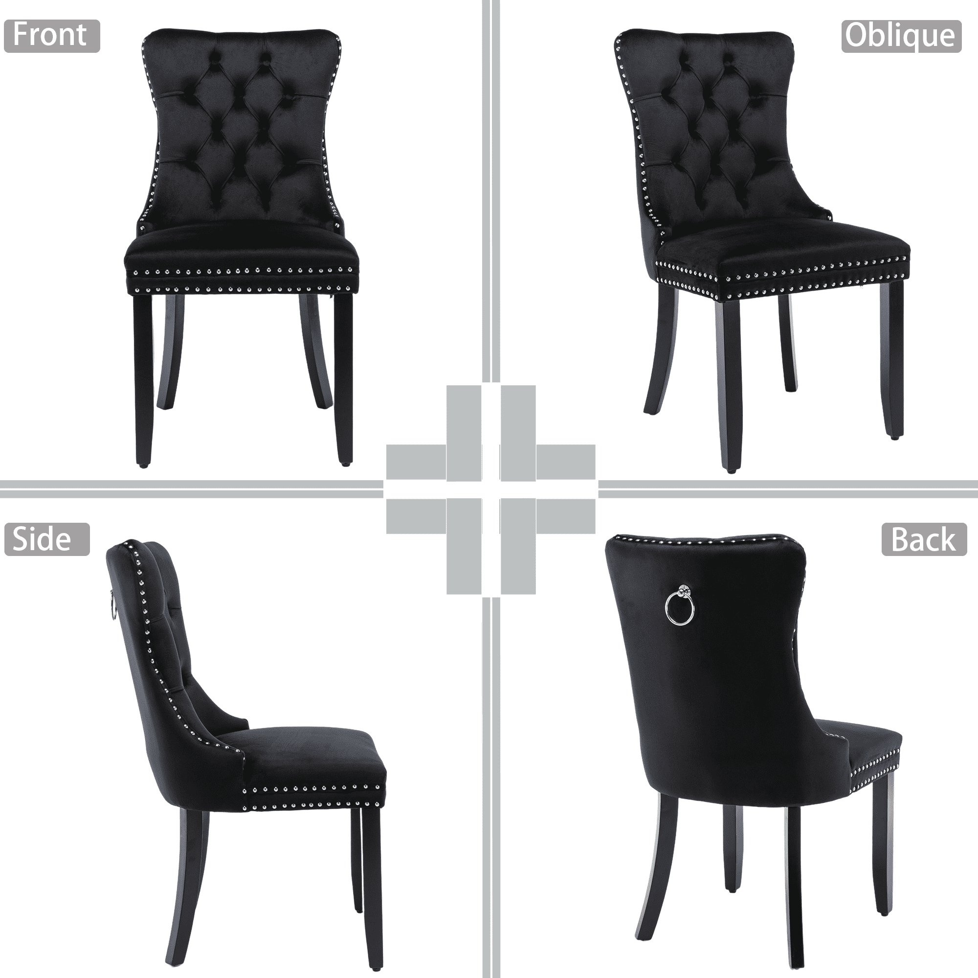 Velvet Tufted Dining Chairs Set of 6, Upholstered Accent Chairs with Solid Wood Frame for Kitchen & Dining Room