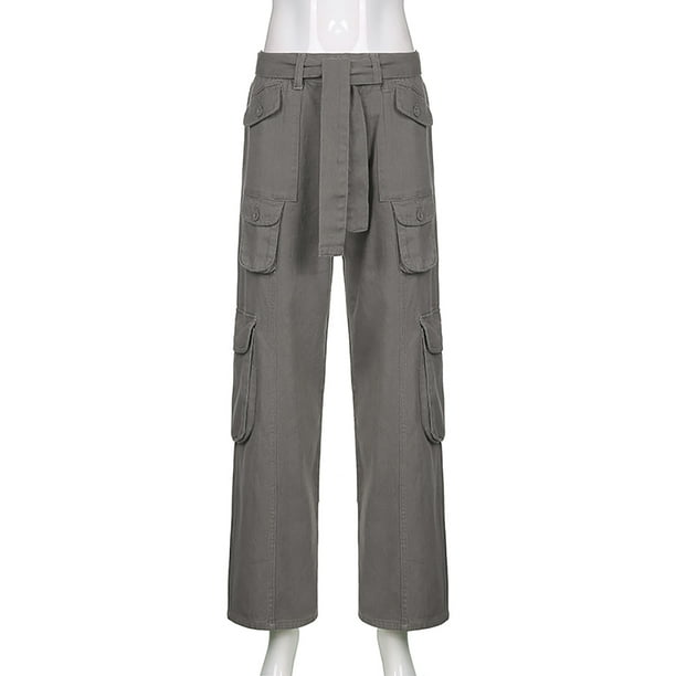 Women's Low Rise Cargo Jogger Pants Teen Girl Baggy Trousers