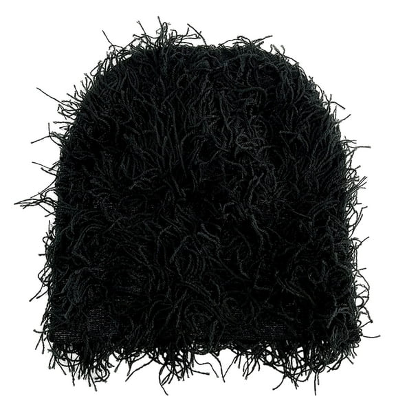 HUANLEDASH Couple Winter Hat Solid Color Fuzzy Ripped Knitted Elastic Anti-slip Warm Soft Head Protection Hip Hop Unisex Beanie Skullies Cap Winter Headgear