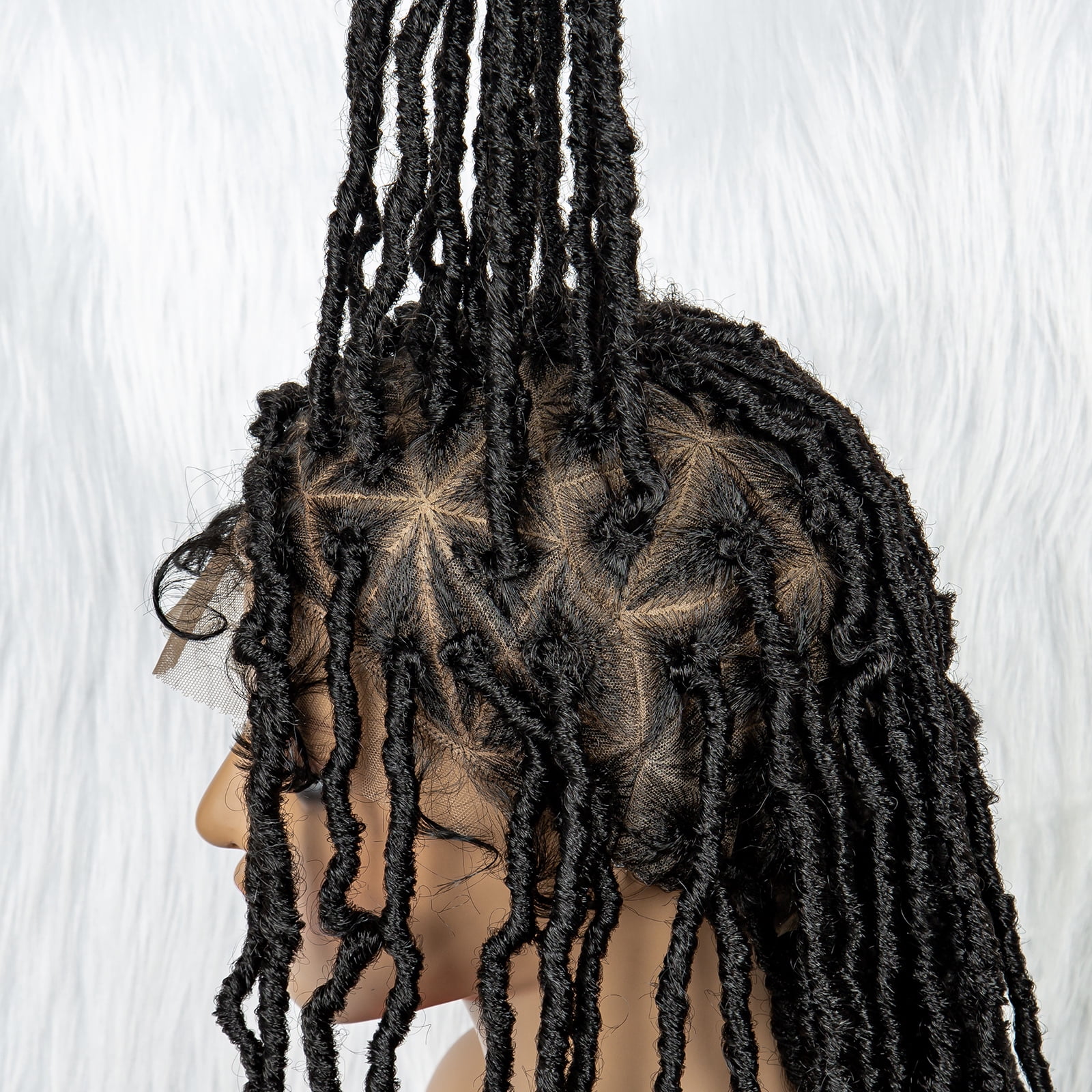 Full Lace Braided Wigs Synthetic Lace Wigs 34 Inches Handmade Braided Wigs Crochet Wigs Faus Locs Braided Wigs for Women (1B color)