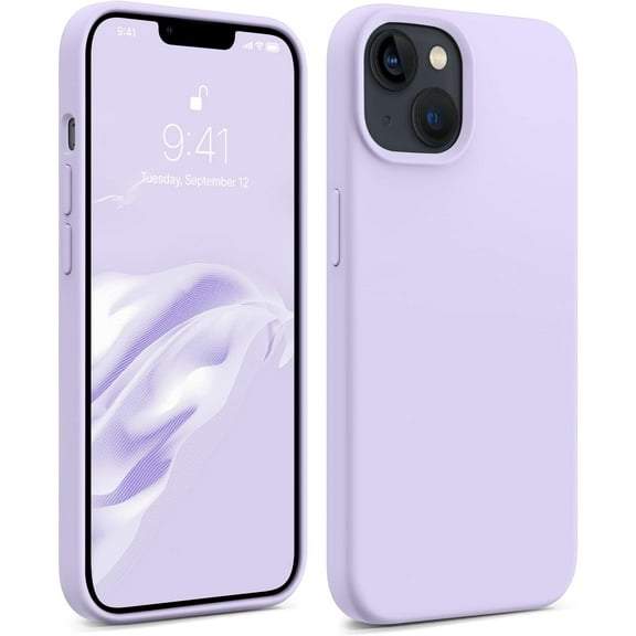 for iPhone 14 Phone Case, Liquid Silicone [Ultra Slim Shockproof Protection] Phone Case iPhone 14 with Soft Anti-Scratch Microfiber Lining, 6.1 inch, Cloud Purple