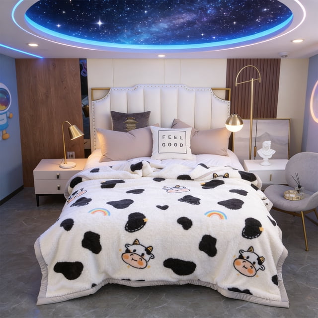 RKSTN polyester Raschel blanket Thick Raschel Blanket Winter Warm Blanket Flannel Cover Blanket Bed Sheet Double-layer Antistatic Cloud Blanket