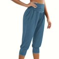 thumbnail image 4 of Diufon Capris Pants for Womens Casual Elastic High Waist Pants Solid Color Bottom Pants, 4 of 7