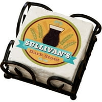 Personalized Craft Beer Label Coasters with Holder