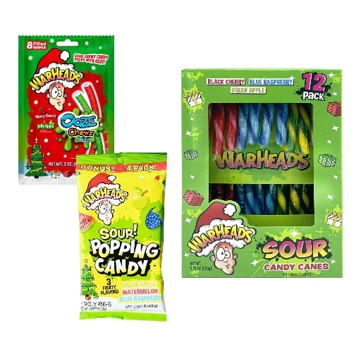 Warheads Sour Candy Bundle – Canes, Ropes & Popping Candy, 3 Pack