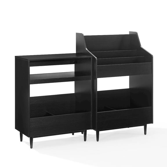 Crosley Furniture Liam 2-Piece Record Player Stand And Vinyl Storage Set Black