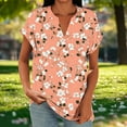 thumbnail image 6 of purcolt Womens Short Sleeve Shirts V Neck Floral Printed Button Tunic Tops Dressy Casual T Shirts Summer Blouses, 6 of 6