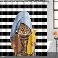 thumbnail image 5 of Juego de cortina de ducha impermeable con diseño de gatito, 71 x 71 pulgadas, con 12 ganchos, cortina de ducha de tela para baño, cortina de bañera de tela, resistente al moho, secado rápido, dobladi, 5 of 5