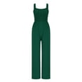 thumbnail image 4 of One Piece Jumpsuits for Women Dressy Casual Sleeveless Crewneck Wide Leg Rompers Jumpers Vacation Summer Outfits Green L, 4 of 7
