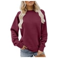 thumbnail image 2 of MEZZALL Women Sweatshirts Solid Color Long Sleeve Crew Neck Pullover Casual Loose Fit Athletic Tops Basic Daily Outdoor Relaxed Fit Travel, 2 of 5