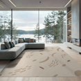 thumbnail image 2 of ODIKA 6'x9' Cream Sand Abstract Curved Lines Washable Area Rug Modern Minimalist Geometric Motifs Contemporary Non-Slip, Chair-Friendly, for Dining Room, Under Table, Office Décor, 2 of 7