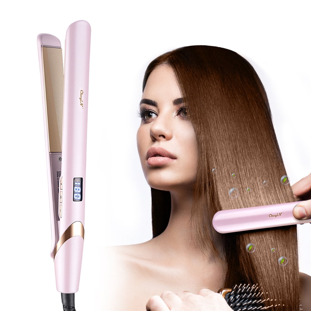 CkeyiN 2 In 1 Hair Straightener and Hair Curler, 6-Speed Temperature Adjustable Curling Iron,25mm Hair Straightener for Straight and Curly Hair , Wet and Dry