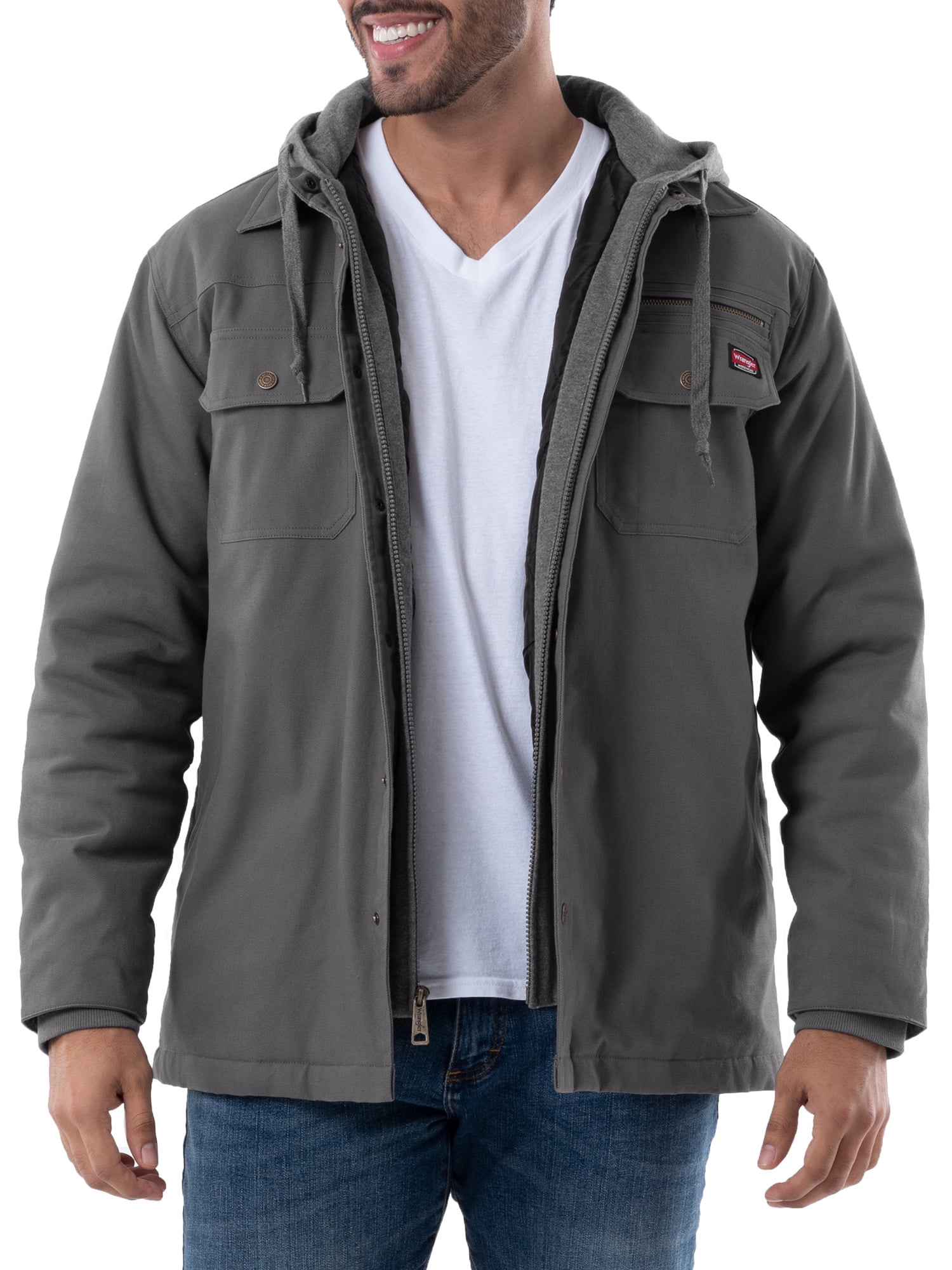 Dickies Big Men's Hooded Plaid Shirt Jacket 2XL 5XL CHARCOAL/Black 