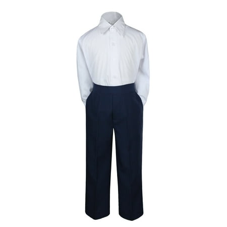 2pc BaBoy Kid Teen Formal Party Tuxedo Suit Dress Shirt & Navy Pants Sm-7