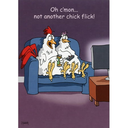 Oatmeal Studios Chickens Watching Chick Flick Funny / Humorous Feminine Birthday Card for Her /