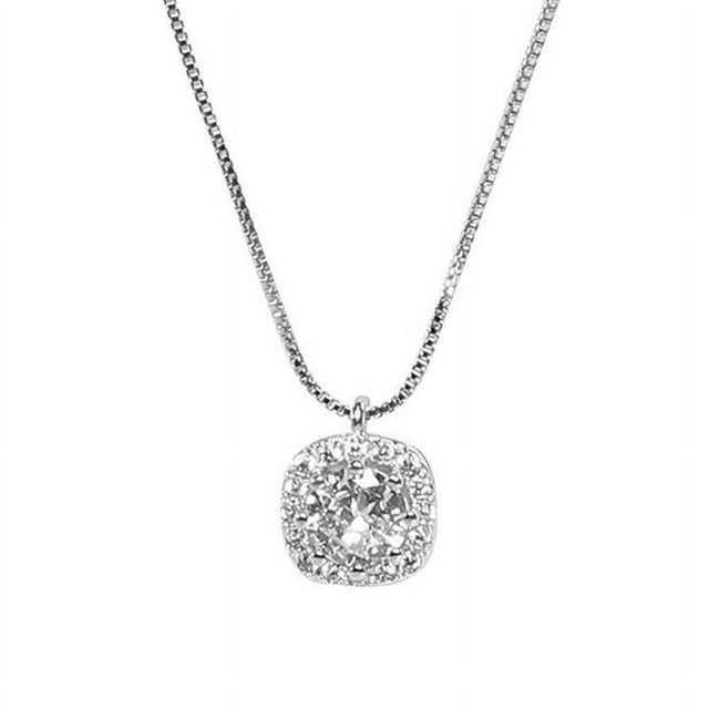 EIMELI Necklace Women Necklace Square Rhinestone Pendant Temperament Simplicity Light Luxury Niche Dress Up High-end Simulated Diamond Pendant Necklace Jewelry Accessory