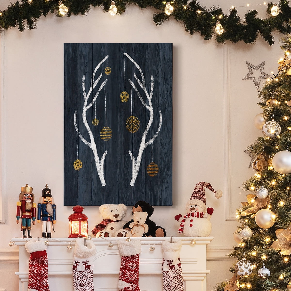 Antlers & Ornaments- Gallery Wrapped Canvas
