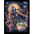 thumbnail image 2 of Men's Star Wars: The Mandalorian Starry Night Best Friend Portrait Pull Over Hoodie Black 3X Large, 2 of 4