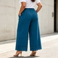 thumbnail image 6 of Pants for Women Plus Size Wide Leg Loose Fit Lightweight Elastic Waisted Pants with Pockets XL-5XL, 6 of 6