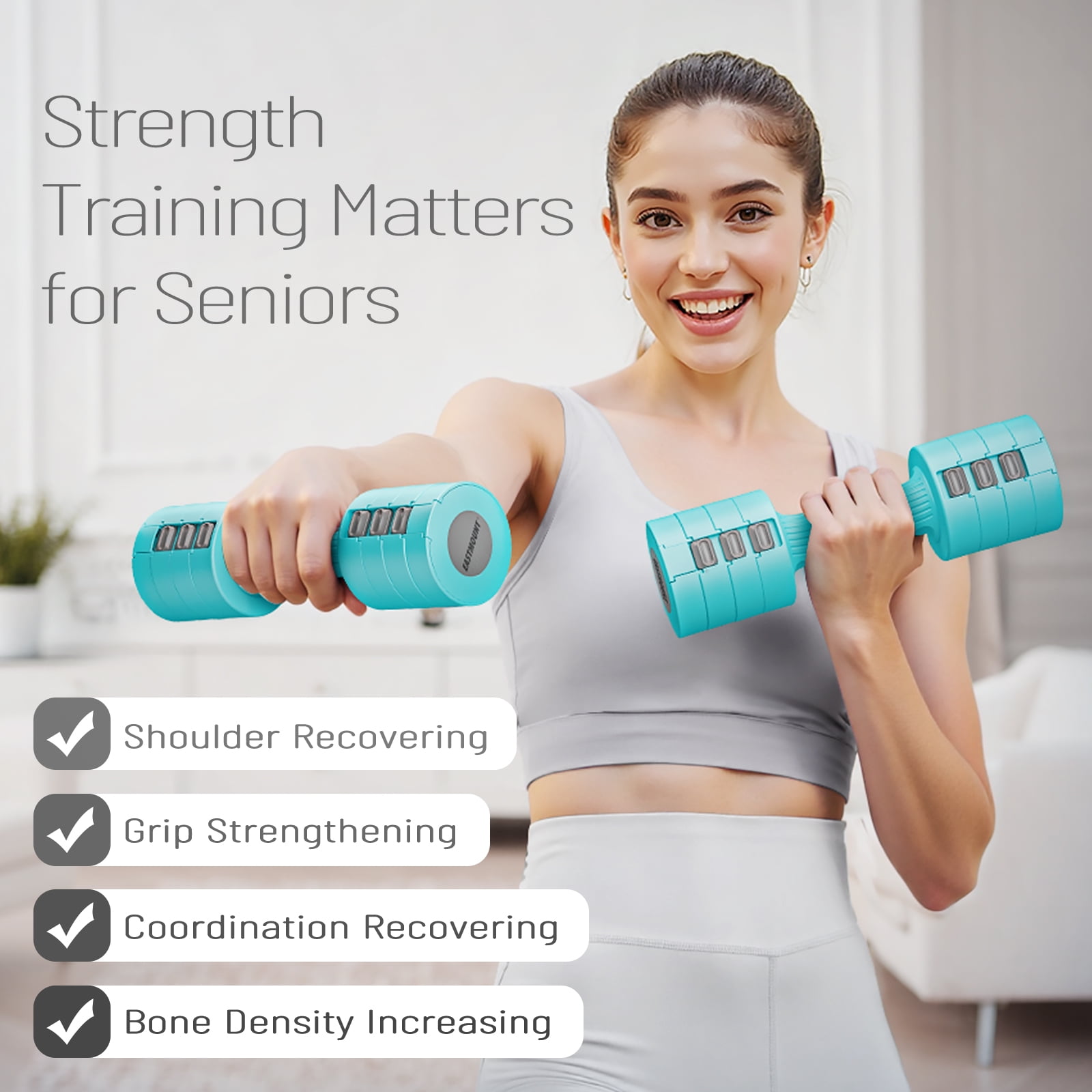 EAST MOUNT Adjustable Dumbbells Set of 2 - Women Hand Weights 2lb/3lb/4lb/5lb Weight Set 10 lbs/Pair Hand Weights for Home Office Gym Workout