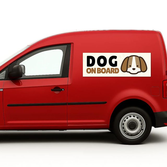 Dog On Board Car Magnet Sign by DC | Flexible Car Magnetic Sheets with Adhesive Backing | 12"x36" Bumper Magnet Sticker for Vehicles, Trucks & Business Advertising Signs | 2 PC | Made in USA