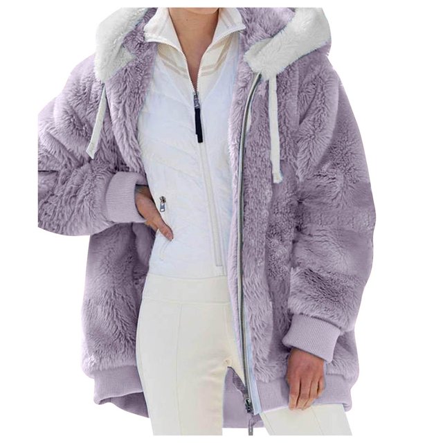 Ketyyh-chn99 Red Bomber Jacket Cardigans for Women Fuzzy Open Front Hooded Cardigans Winter Coats with Pocket