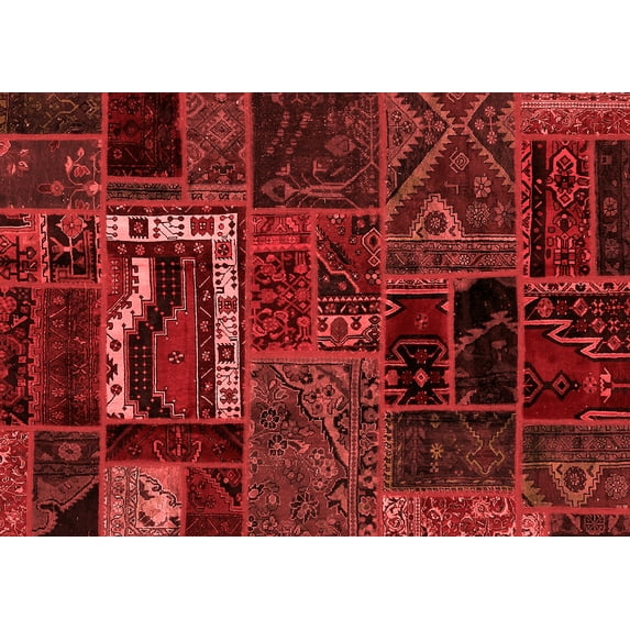 Ahgly Company Indoor Rectangle Oriental Red Modern Area Rugs, 4' x 6'