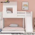 thumbnail image 5 of BELLEMAVE Bunk Beds Twin over Full Size, Playhouse Bunk Bed with Slide, Roof, Window, Ladder and Full-Length Guardrail,House Bunk Beds for Teens(White), 5 of 7
