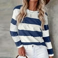 thumbnail image 2 of Blouses for Women Novelty Trendy Striped Color Block Long Sleeved Crew Neck Tunics Stretch Comfy Relaxed Fit 2025 Basic Tees, 2 of 5