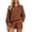 Brown, variant on HAYIMI Womens Fall Outfits Sets Casual Long Sleeve Lapel Sweatshirt With Shorts Relaxed Fit Two Piece Outfit For Everyday Comfort Solid Color Versatile Clothes Sets