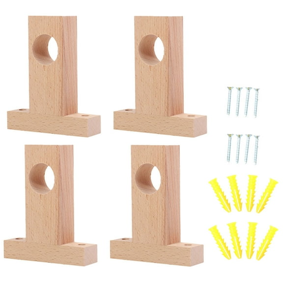 Topbathy 4Pcs Heavy Duty Wood Curtain Rod Bracket for Household Curtain Accessory Decor