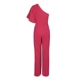thumbnail image 2 of Adrianna Papell Asymmetrical One Shoulder Cape Sleeve Stretch Crepe Solid Jumpsuit-GERANIUM, 2 of 3