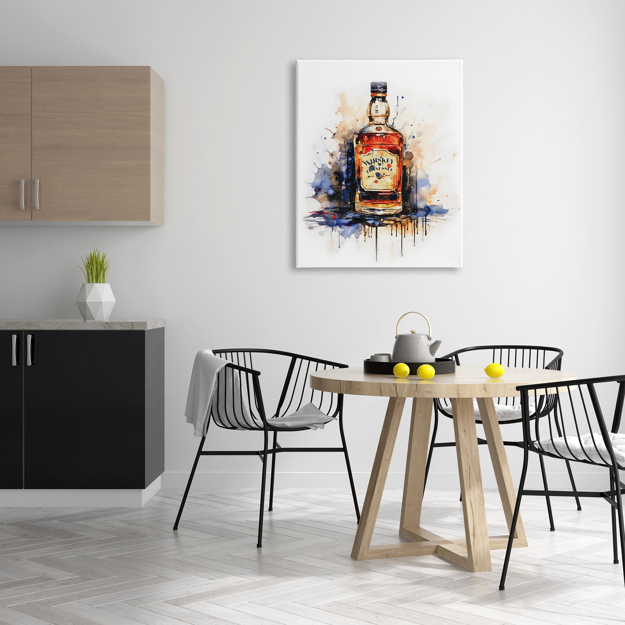 Stupell Industries Whiskey Modern Splash Food & Beverage Painting Gallery Wrapped Canvas Print Wall Art, 30 x 40