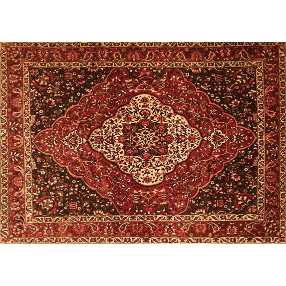 Ahgly Company Indoor Rectangle Medallion Orange Traditional Area Rugs, 2' x 4'
