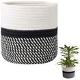 thumbnail image 1 of Cestas para plantas, Cesta tejida resistente, Cesta tejida moderna, Cestas para plantas plegables de cuerda de algodón de 20 x 20 cm con asas para toallas, juguetes para bebés, ropa, libros (blanco + JFHHH pequeña, 1 of 5
