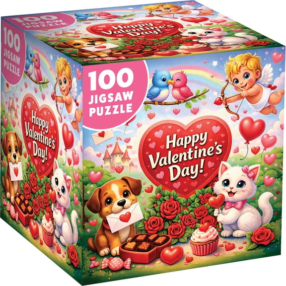 MasterPieces Valentine's Day 100 Piece Puzzle - Cutie Pies - 10"x10"