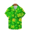 thumbnail image 5 of Ceisia Men's St. Patrick's Day All-Over Distressed Shamrock Print Short Sleeve Turndown Collar Stretch Casual Shirt Green XXL Gifts, 5 of 5