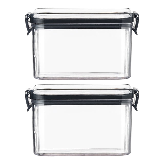 7 Cup Glass Storage Containers with Lids Bread Storage for Pantry Kitchen Food Containers 2PC Square Transparent Airtight Jar Fresh Keeping Kitchen Grain Storage Jar Snack Dried Fruit Storage Jar