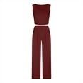 thumbnail image 5 of Viadha Womens Summer Tops Women's Solid Color Casual Home Sleeveless Yoga Wide Leg Pants Knitted Two Piece Set, 5 of 8