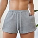 thumbnail image 5 of Pantalones Cortos de Pijama de Punto Gofre para Mujer, Suaves, con Cordón Ajustable, Informales, para Hacer Ejercicio y con Bolsillos. Gris L, 5 of 8