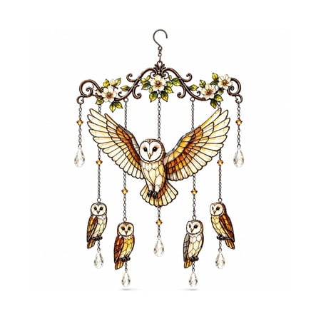 Blue Stained Glass Bird Wind Chime Outdoor Hanging Wind Chimes with Crystal Sun Catcher Metal & Glass Garden Decor Relaxing Wind Bell for Patio Porch Yard Memorial Gift for Women Mom
