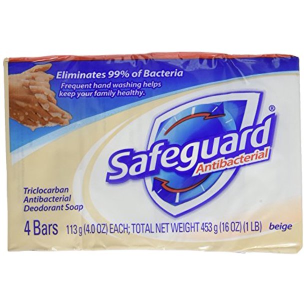Safeguard Deodorant Antibacterial Deodorant Soap, Beige, 4 Ounce,4 Bars