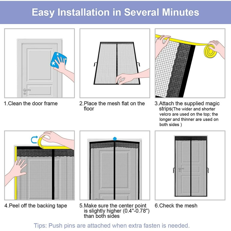 Magnetic Screen Door Fit Door Size 39 x 83 , French Door Mesh Curtain  with Heavy Duty 