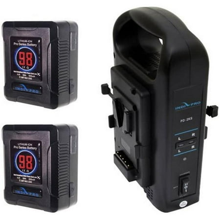 UPC: 0651748820292 | IndiPro Tools INDI-2PSKTDC 2x Micro-Series 98Wh Li-Ion V-Mount Batteries & Dual V-Mount Battery Charger Kit