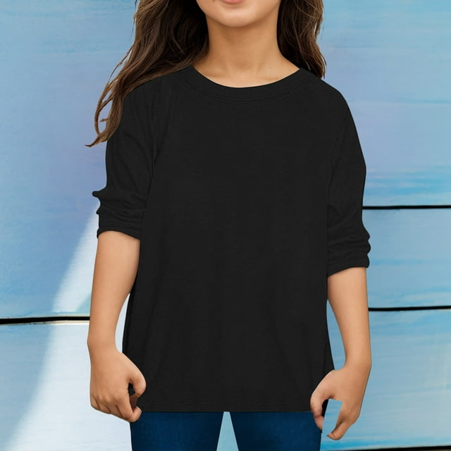 T-shirt à Manches Longues pour Garçons et Filles, Imprimés Unis, Automne